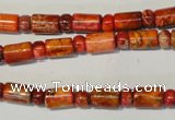 CDI505 15.5 inches 3*6mm rondelle & 6*9mm tube dyed imperial jasper beads