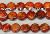 CDI516 15.5 inches 10mm flat round dyed imperial jasper beads