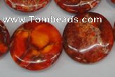 CDI522 15.5 inches 25mm flat round dyed imperial jasper beads