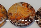 CDI526 15.5 inches 55mm flat round dyed imperial jasper beads