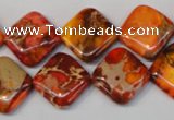 CDI545 15.5 inches 14*14mm diamond dyed imperial jasper beads