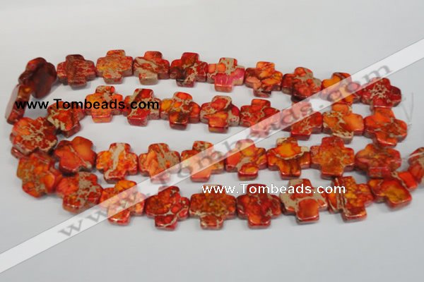 CDI563 15.5 inches 20*20mm cross dyed imperial jasper beads