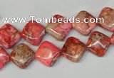 CDI568 15.5 inches 10*10mm diamond dyed imperial jasper beads