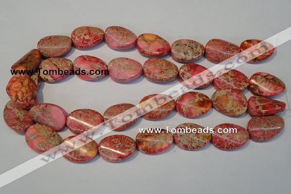 CDI575 15.5 inches 18*25mm twisted oval dyed imperial jasper beads