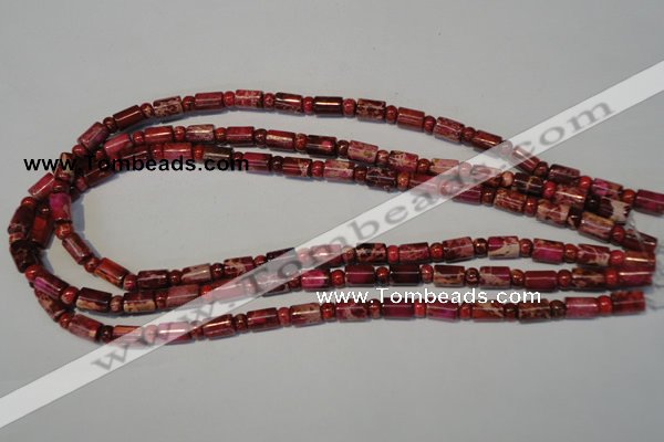 CDI597 15.5 inches 3*6mm rondelle 6*9mm tube dyed imperial jasper beads