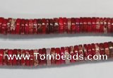 CDI601 15.5 inches 2*8mm heishi dyed imperial jasper beads