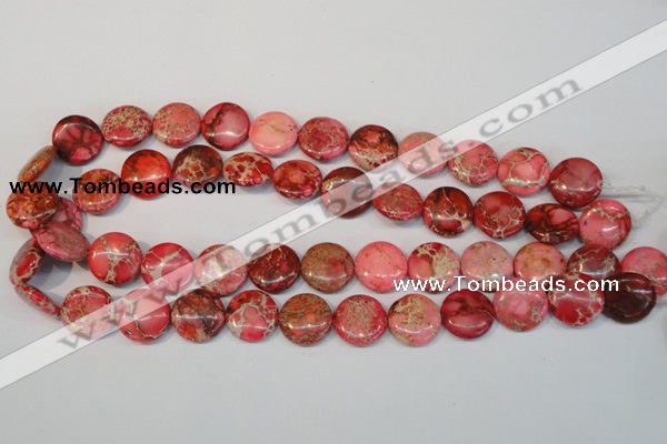 CDI655 15.5 inches 16mm flat round dyed imperial jasper beads