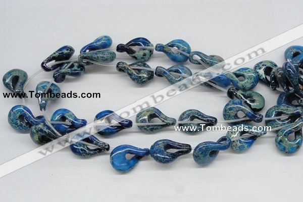 CDI66 16 inches 20*30mm petal shaped dyed imperial jasper beads