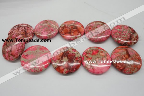 CDI661 15.5 inches 40mm flat round dyed imperial jasper beads