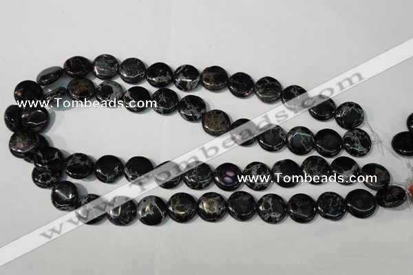 CDI688 15.5 inches 15mm flat round dyed imperial jasper beads