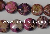 CDI706 15.5 inches 14mm flat round dyed imperial jasper beads