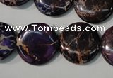 CDI707 15.5 inches 20mm flat round dyed imperial jasper beads