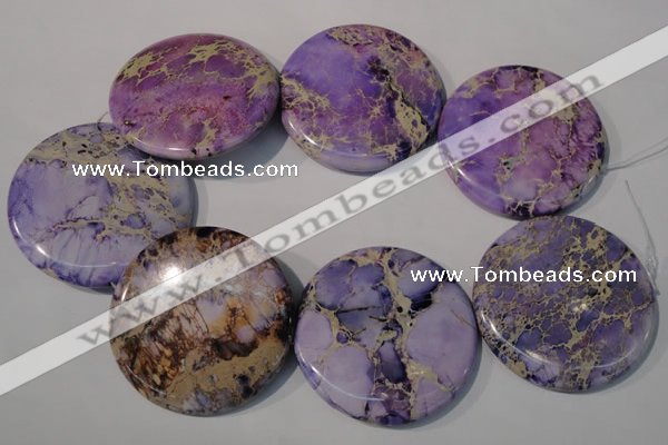 CDI709 15.5 inches 55mm flat round dyed imperial jasper beads