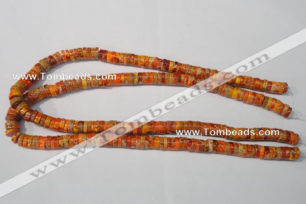 CDI734 15.5 inches 3*8mm heishi dyed imperial jasper beads