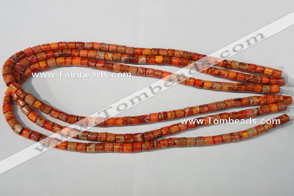 CDI735 15.5 inches 6*6mm tube dyed imperial jasper beads