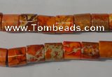 CDI737 15.5 inches 8*8mm tube dyed imperial jasper beads