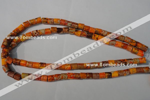 CDI737 15.5 inches 8*8mm tube dyed imperial jasper beads