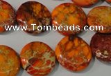 CDI757 15.5 inches 18mm flat round dyed imperial jasper beads