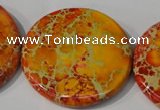 CDI758 15.5 inches 40mm flat round dyed imperial jasper beads