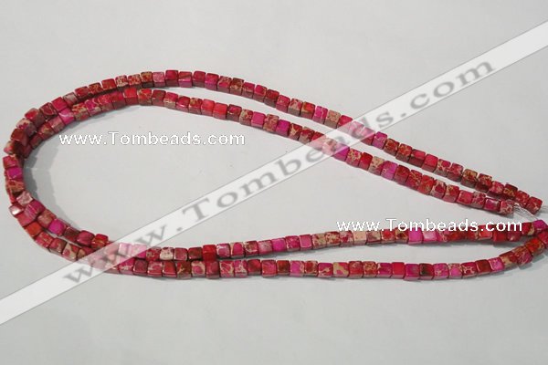 CDI780 15.5 inches 5*5mm cube dyed imperial jasper beads