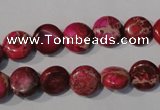 CDI785 15.5 inches 10mm flat round dyed imperial jasper beads