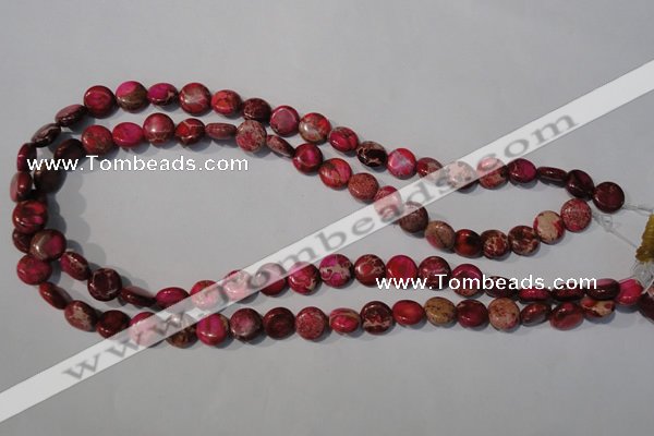 CDI785 15.5 inches 10mm flat round dyed imperial jasper beads