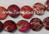 CDI786 15.5 inches 14mm flat round dyed imperial jasper beads