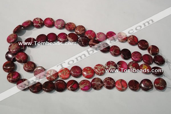 CDI786 15.5 inches 14mm flat round dyed imperial jasper beads