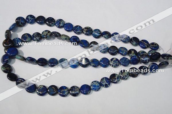 CDI906 15.5 inches 12mm flat round dyed imperial jasper beads