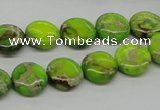 CDI91 16 inches 12mm flat round dyed imperial jasper beads wholesale