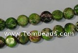 CDI935 15.5 inches 8mm flat round dyed imperial jasper beads