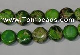 CDI936 15.5 inches 10mm flat round dyed imperial jasper beads