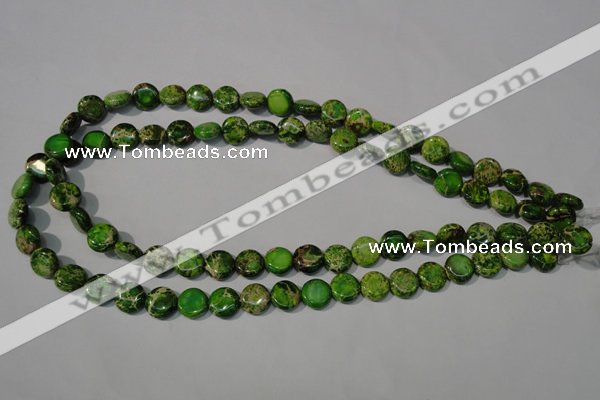 CDI936 15.5 inches 10mm flat round dyed imperial jasper beads