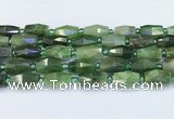 CDJ412 15.5 inches 8*14 - 9*14mm faceted freeform Canadian jade beads