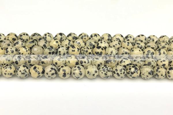 CDM101 15 inches 8mm faceted round dalmatian jasper beads