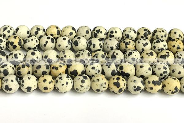 CDM108 15 inches 10mm round matte dalmatian jasper beads