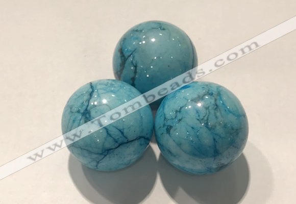 CDN1046 30mm round dyed white howlite decorations wholesale