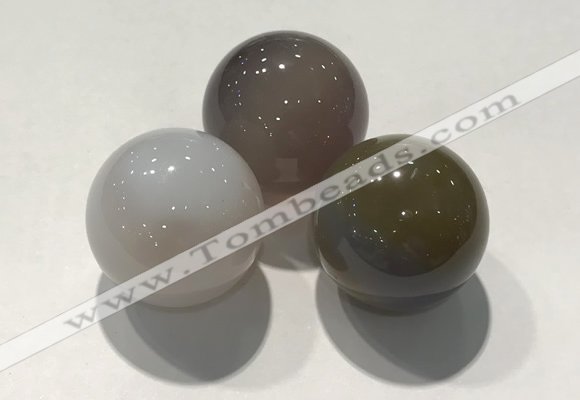 CDN1094 30mm round grey agate decorations wholesale