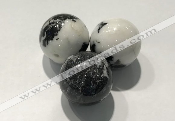 CDN1122 30mm round black & white jasper decorations wholesale