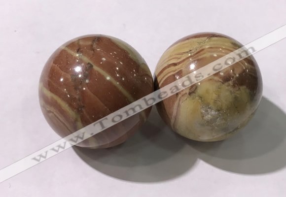 CDN1274 40mm round red picture jasper decorations wholesale