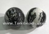 CDN1276 40mm round black & white jasper decorations wholesale