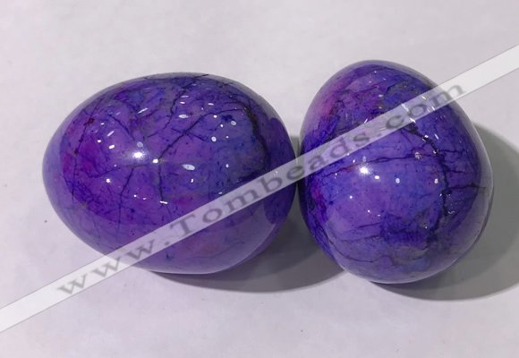 CDN1347 35*45mm egg-shaped dyed white howlite decorations wholesale