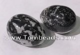 CDN1393 35*45mm egg-shaped black & white jasper decorations wholesale