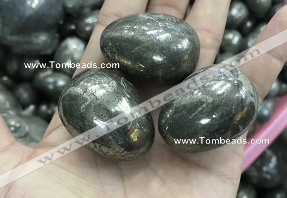 CDN30 28*38mm egg-shaped pyrite gemstone decorations wholesale