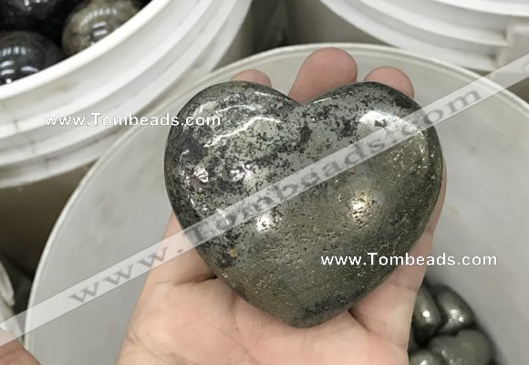 CDN41 65*70mm heart pyrite gemstone decorations