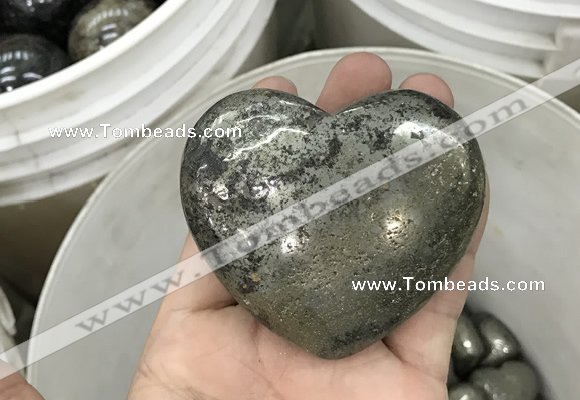 CDN41 65*70mm heart pyrite gemstone decorations