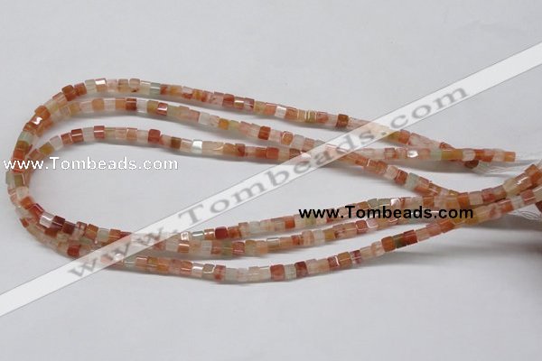 CDQ35 15.5 inches 4*4mm cube natural red quartz beads wholesale