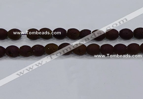 CDQ625 8 inches 10*12mm rice druzy quartz beads wholesale