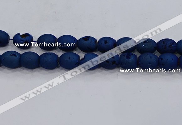 CDQ642 8 inches 12*14mm rice druzy quartz beads wholesale
