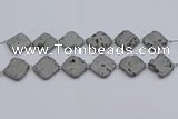 CDQ660 8 inches 25*25mm diamond druzy quartz beads wholesale